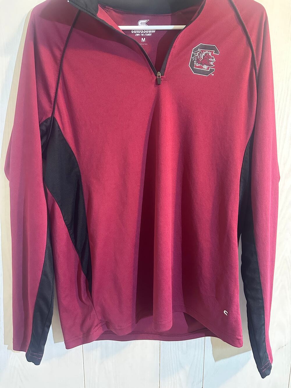 Colosseum South Carolina Gamecocks 1/4 Zip Pullover Jacket Mens M Maroon Black